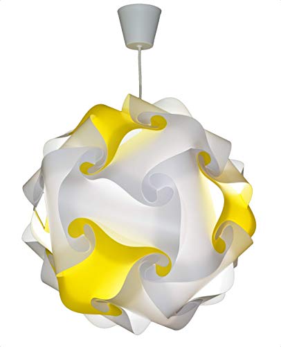 CREATIV LAMP - Suspension Luminaire - Lustre Chambre Prêt à Être Branché | Abat-Jour à Suspendre au Plafond| | Pour Décoration Salon, Chambre Enfants, Ado, Adultes - Ø34 cm - Mix Jaune