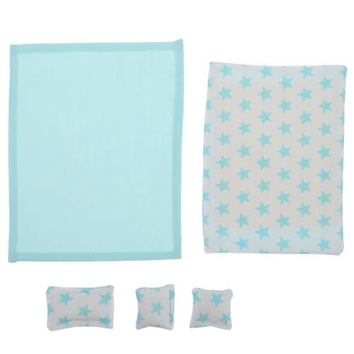ibasenice Miniatura Dollhouse Bedding Set con Edredón Almohadas y Sábanas Accesorios Realistas para Dormitorio Muñeca Decoración Hogar Juguete Conjunto