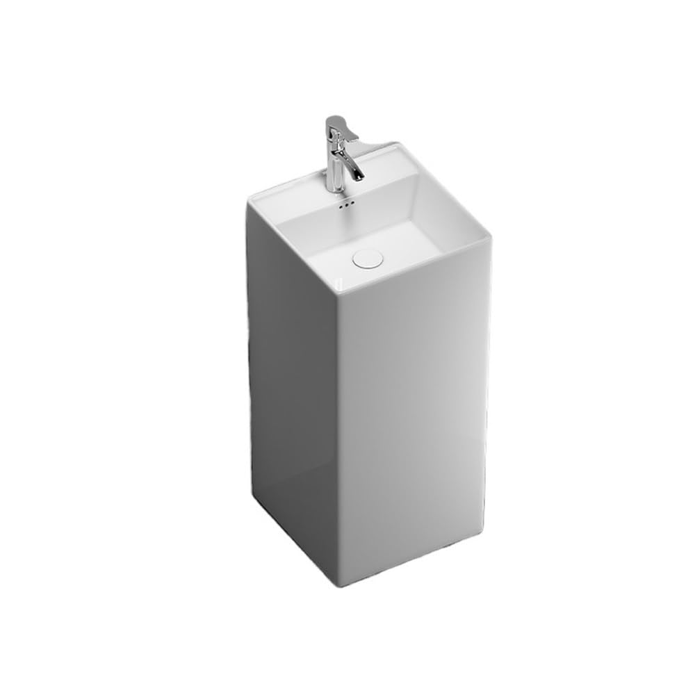 Zhaoj24-05 One Color Pedestal Sink White Ceramic Bathroom Pedestal Sink Combo One Piece With Faucet And Drain Kit