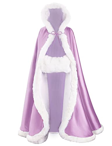 BEAUTELICATE Wedding Cape Hooded Cloak for Bride Winter Reversible with Fur Trim Free Hand Muff product thumbnail 13