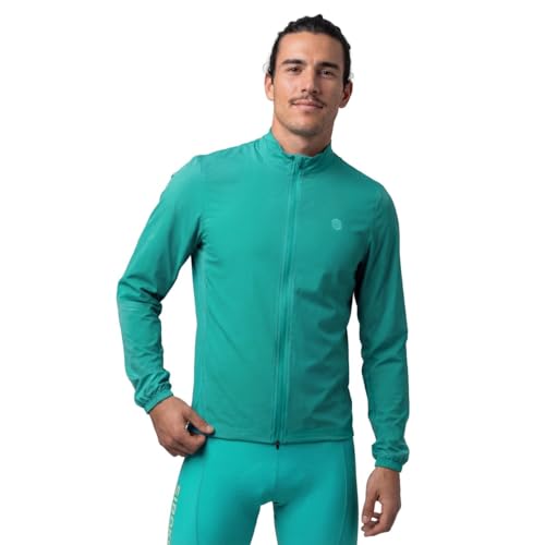 Veste vélo coupe-vent J4 verte - Équipement cyclisme anti-vent et thermique pour vélo de route