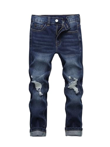 SweatyRocks Boy's Ripped Skinny Jeans Slim Fit Denim Pants Trousers with Pockets