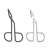 Androxeda 2 Stück Augenbrauen-Pinzette Scheren-Form Augenbrauen-Pinzette Nasenhaarentferner flache Spitze Augenbrauen-Clip Haarzupfer Schere mit gebogener Spitze