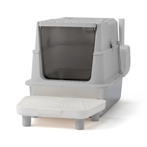 Caja de arena para gato extra grande de acero inoxidable con tapa miniatura 2
