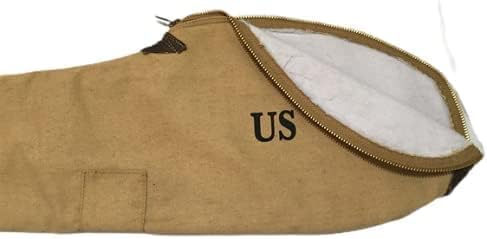 WWII U.S M1 Garand Canvas Carry Case with Carry Strap Fleece Lining - Khaki