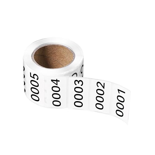 0001-1000 Pieces Consecutive Number Stickers - 0.8" x 0.4" Inventory Digital Sticker Label Self Adhesive Durable Waterproof Removed Without Residue for Warehouses Offices Home Storage Plastic Bins