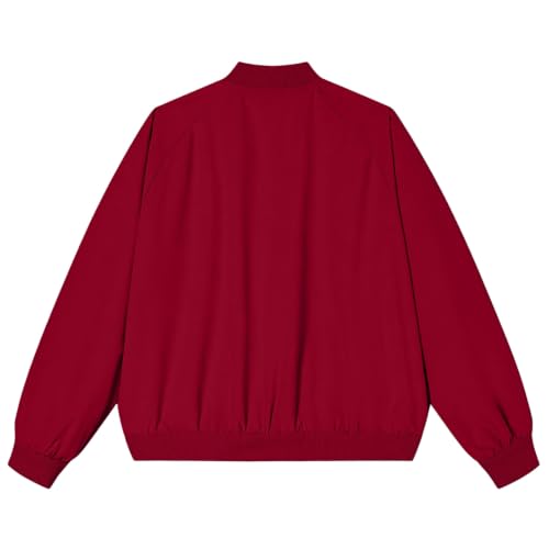 Bomber Jacket Men Zip Up Casual Lightweight Varsity Jackets | Zipper Pockets, Flight Jacket, Fall Spring Jacket, Baseball Collar, Long Sleeve, Full Zip, Work, Baggy, Wine Red - image 6