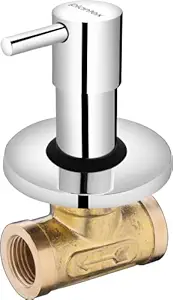 Plantex ICO-906 Pure Brass Angular Concealed Stop Cock/Concealed Stop Valve Tap For Bathroom With Teflon Tape & Adjustable Brass Wall Flange 15 mm (Mirror-Chrome Finish)