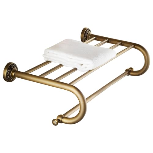 52cm Brass Towel Rack, Bathroom Hardware Accessories, Carved Design, Wall-Mounted