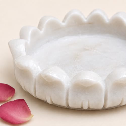 Image of Marble Urli Bowl for Home Decor | Handcrafted Floating Bowl, Decorative Centerpiece for Living Room Table, Luxury Stone Urli Dish, Pooja Decor & Festive Gift Item (Padma /9 Inch)