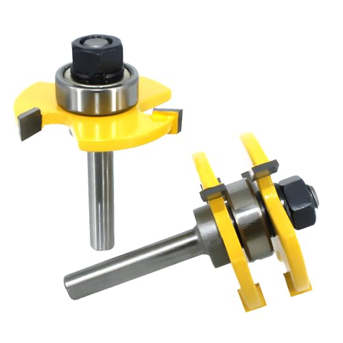 Amazon.co.jp: Morisho トリマー ビット セット t型 ほぞ カッター 溝 6.35mm 超硬 木工 工具 ガイド ベアリング  ストレート シャンク 8mm軸 : DIY・工具・ガーデン 2個6/8ミリメートルシャンク3歯Tほぞ穴テノンナイフ木工タング溝ルータービットセット(6mm)