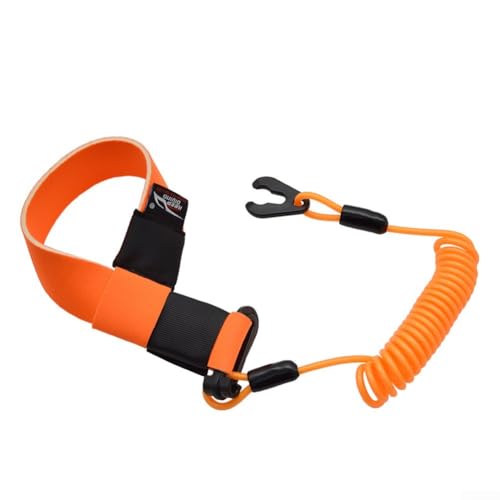 Shophubio Cordón para interruptor de apagado de barco para esquí y embarcaciones, correa de corte de motor marino con correa de muñeca de neopreno ajustable y mosquetón duradero (B naranja)
