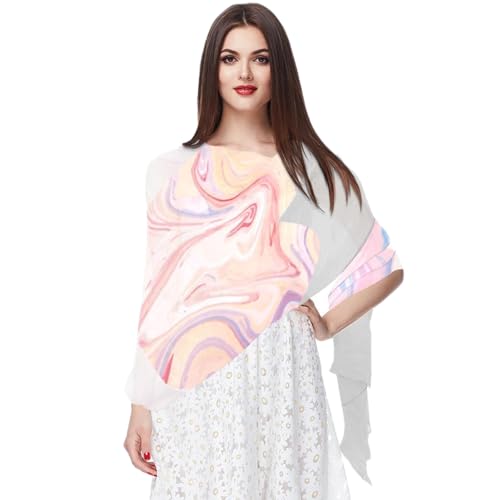 Foulard en mousseline de soie dessiné à la main multicolore