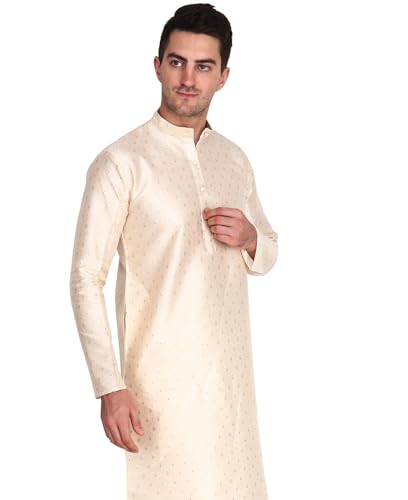 Image of Rameshwaram Fabrics Men's Sherwani Style Dhoti Kurta Set with Angavastram | Traditional Indian Groom Dress | Ethnic Kurta Set for Wedding, Engagement, Festival