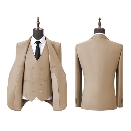 JinXuanYa Mens Suit 3 Pieces Slim Fit Suit for Men Formal Business Prom Tuxedos for Wedding Groomsmen(Blazer + Vest + Pants)4