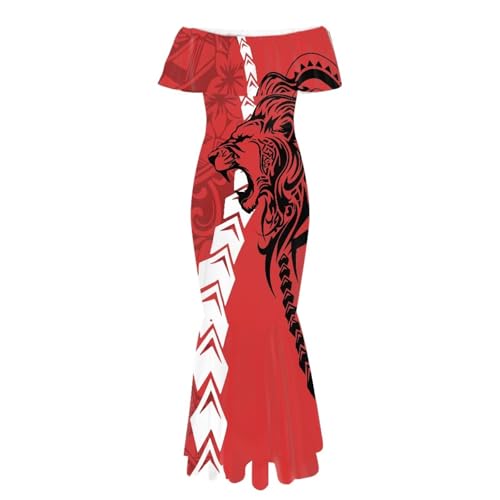 Image of Polynesian for Women S-7XL Off Shoulder Maxi Dress Hawaiian Summer Dresses