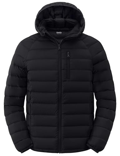 wantdo Men's Packable Down Jacket Spring Jacket Light Winter Coat (Black, Small)