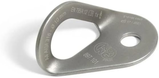 Wide Eye Stainless Steel Anchor Plate AISI 316, High-Capacity Fall Protection Device for Rope and Safety Systems, Compatible with M10 & M12 Fix Plugs, EN 795 Certified, Made in Italy