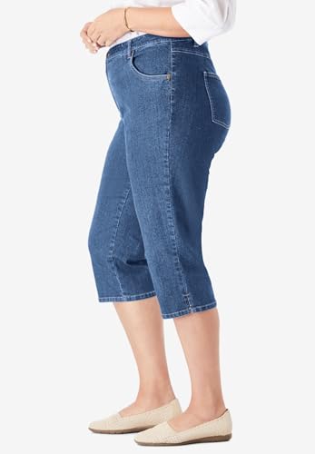Woman Within Plus Size Womens Plus-Size Stretch Denim Five-Pocket Capri Jeans3