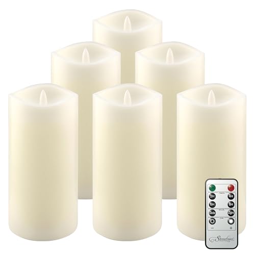 Image of Stonebriar 6 Count Ivory Real Wax 3x6 Flameless LED Pillar Candles with Remote and Timer