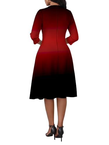 Image of PinkPatty Women's Casual 3 /4 Sleeve Midi Dresses Fit and Flare Church Work Dress with Pockets