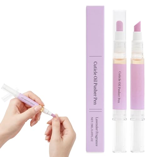 2 en 1 empujador de cutículas con punta de cerámica, aceite para cutículas para uñas secas dañadas, lápiz de aceite para uñas postizas