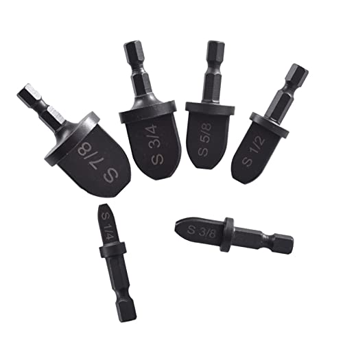 6PCS Tube Expander Drill Bits Carbon Steel Hex Shank Set with Flaring Spin, for Air Conditioner Copper Pipe, Wide Expansion Range and Clear Scales