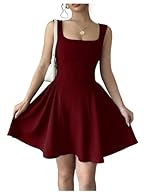 Made of soft and lightweight fabric, slight stretch, comfortable to wear Design with a line, flared, swing, mini, tank sundress, square neck, ruffle, elegant, party dresses for women. Style it with strappy heels and understated jewelry for a nice par...