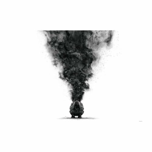 Tableau toile smoke sad man portrait mélancolique noir et blanc decoration murale 80x120cm