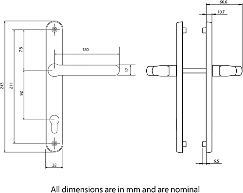 uPVC Door Handles Set Lever/Lever White 92pz - 210mm Screw to Screw - Back Plate 240mm