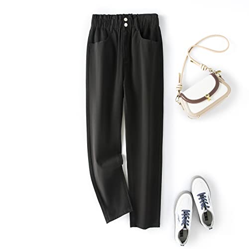 LEIJIJEANS Plus Size Khaki Jeans for Women Tapered Women Jeans Full Length Mom High Waist Tall Loose Harem Denim Pants4