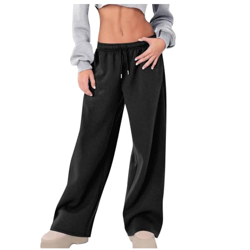 XUNRYAN Womens Wide Leg Sweatpants High Waisted Baggy Flare Parachute Pants Athletic Joggers Pockets Activewear Y2K Clothes