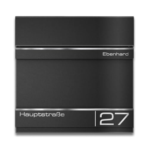 Metzler Briefkasten Schwarz - Postkasten mit individueller Laser Gravur -...