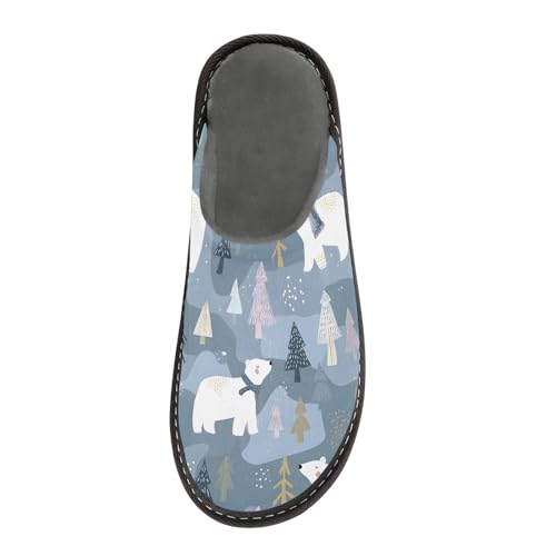Slippers for Women Polar Bear Tree Pattern Soft Winter Warm Shoes Indoor Outdoor Non-Slip House Travel Slippers3