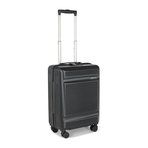 Image of SWISS MILITARY Pascal Hard 55cm Lightweight PC Small Cabin Travel Luggage Trolley Bag, Anti-Theft Zippers & 3-Dial Lock, 360 Wheels, Wet Pocket & Aluminium Trolley Handle Suitcase Capacity 51L-Black