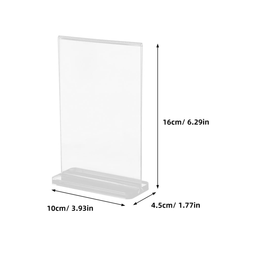 SHINEOFI 10 Soportes Para Carteles De Acrílico Con Base En Forma De T Soporte Vertical Para Menú Pantalla Transparente Para Mesa Soporte Para Tabla De Precios De Plástico Marco De Fotos De
