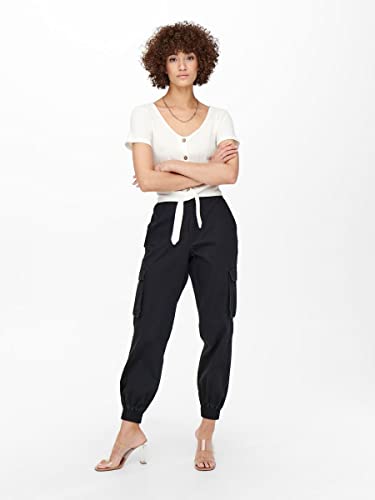 ONLY Damen Onlbetsy-alva Mw ANK Cargo Trousers PNT Hose, Schwarz, 36W / 30L EU