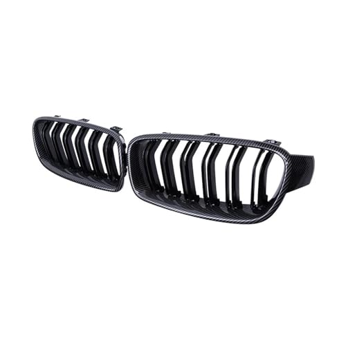 Rejilla delantera para BMW F30 F31 F35 Serie 3 13-19 en estilo de fibra de carbono de doble listón