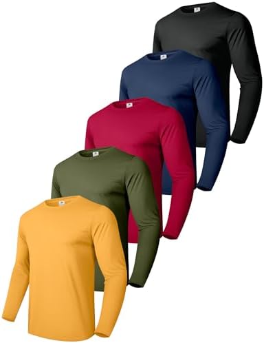 Boyzn Herren 3 or 5 Pack Baumwolle T-Shirts, Langarm Rundhals Sport T-Shirts, Baumwolle Gym Workout Laufshirts für Männer