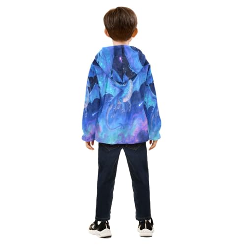 Dragon Flying under Umbrella Toddler Fleece Jacket Girl Boys Hooded Fleece Jacket Coat Warm Outwear Zip-up 3-10T4