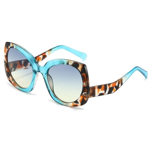 Lunettes de soleil ovales punk verres dégradés UV400 au design géométrique rétro 5702-C6