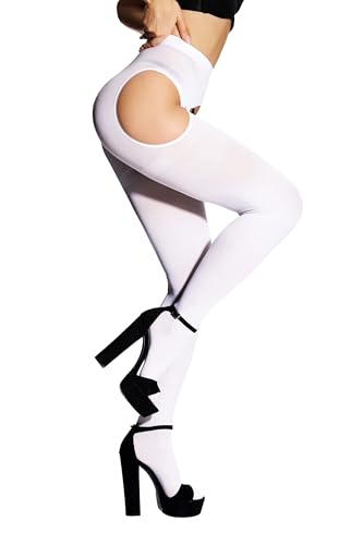Image of SUREPOCH Suspender Tights for Women Plus Size Garter Belt White Control Top Pantyhose