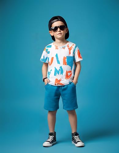 Image of Size 6-12 Years Boys Summer Fall Outfits Set 2PCS Short Sleeve T-Shirt & Shorts Sets Teen Fashion Clothing Sets