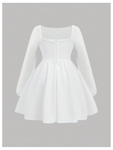 Floerns Girl's Bishop Long Sleeve Square Neck Cute Flare Hem A Line Dress2