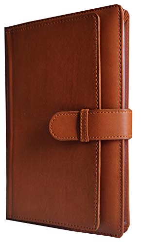 Image of AccuPrints Hard Bound A5 Diary with PU Leather Belt Lock Pages 200 for Office Personal Man boy Girl Daily Planner Notebook Planner jounal notebooks Parent (Brown)