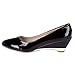 LaShoes Women Slip-on Pumps Elegant Wedge Heel Dress Shoes Black