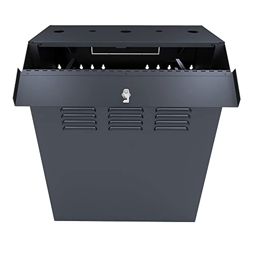 Image of NavePoint 8U Vertical Server Rack Enclosure, Low Profile, 19.6 inch Deep, Max Weight Capacity 132lbs - 8U Network Cabinet Vertical Wall Mount, Perforated, Black