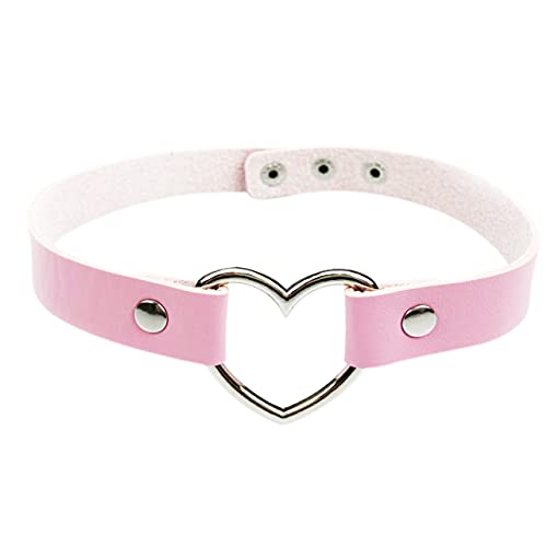 Fashion Girls Love Heart PU Leather Collar Punk Collar Choker Necklace Heart Goth Fans Choker Necklace for Vintage Goth Punk Rocker