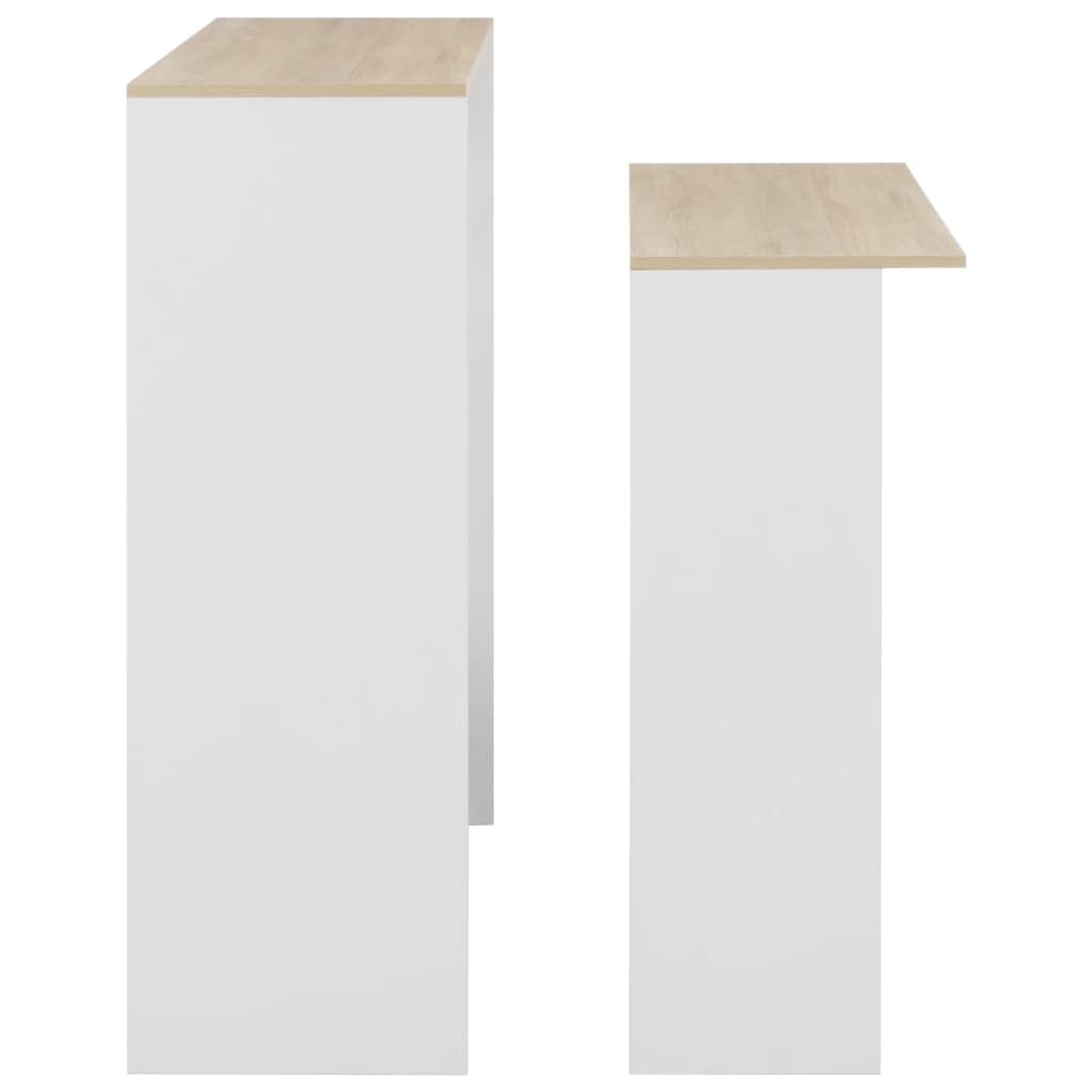 vidaXL Bartafel met 2 tafelbladen 130x40x120 cm wit en eikenkleurig