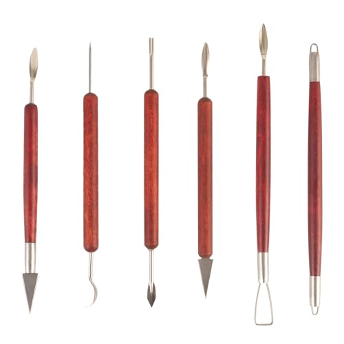 DIYOOHOMY 6 Pieces Clay Sculpting Tools Set, Pottery Carving Tools for Polymer Air Dry Clay Pottery Pumpkin Art, Professional Ceramics Modeling Carving DIY Craft for Adults